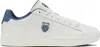 A white K-Swiss sneaker with blue accents. Produktbild-Vorschau