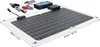 A solar panel kit with a charge controller and cables is laid out on a white surface. Podgląd zdjęcia produktu