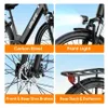 A collage of four close-up images of an electric bicycle, highlighting its features. Produktbild-Vorschau