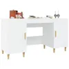 A white desk with wooden legs and handles, set against a white background. Decorative items like books and candles are placed on top. Podgląd zdjęcia produktu