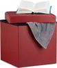 Relaxdays Pouf pieghevole, cubo con vano portaoggetti, Anteprima dell’immagine prodotto 1
