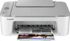 A white and gray Canon Pixma printer is shown from the front, printing a document. Produktbild-Vorschau