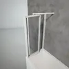 A shower enclosure for a bathtub, shown in a modern bathroom setting with a gray tiled wall and a white bathtub. Produktbild-Vorschau