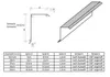Diagrams and a table illustrating dimensions and angles for a roofing profile. Produktbild-Vorschau