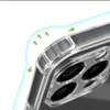Close-up of the corner of a transparent phone case, highlighting its protective features with arrows indicating airflow or impact absorption. Produktbild-Vorschau
