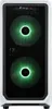 A white gaming computer tower with two large green illuminated fans on the front. Produktbild-Vorschau