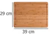 A top-down view of a bamboo cutting board with dimensions indicated. Anteprima dell’immagine prodotto