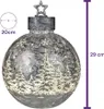 A decorative Christmas bauble with a winter forest scene and snowflakes, featuring a star topper and LED lights. Dimensions are indicated. Produktbild-Vorschau