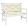 A white garden bench with cream cushions. Anteprima dell’immagine prodotto
