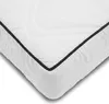 A close-up view of a white mattress with a black trim. Produktbild-Vorschau