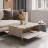 A modern living room scene featuring a coffee table with storage. Produktbild-Vorschau