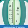 Close-up of a teal turtle-shaped bath thermometer showing a temperature scale and smiley indicators. Anteprima dell’immagine prodotto