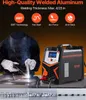 A welder is shown in action, with a welding machine and examples of welds displayed. Produktbild-Vorschau
