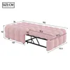 A diagram showing the dimensions of a pink upholstered daybed or sofa bed. Produktbild-Vorschau