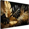 Leinwandbild Gold Schwarz Palmblätter Monstera 100x70 Feeby Produktbild-Vorschau 1