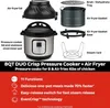 An exploded view of an Instant Pot Duo Crisp Pressure Cooker + Air Fryer, showing its various components and features. Produktbild-Vorschau