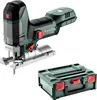 A cordless jigsaw and its storage case are displayed against a white background. Produktbild-Vorschau