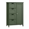 A green cabinet with four drawers and a single door, shown against a white background. Produktbild-Vorschau