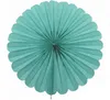 A teal paper fan is displayed against a white background. Produktbild-Vorschau
