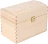 A light-colored wooden chest with a curved lid and a brass latch, presented against a white background. Produktbild-Vorschau