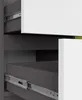 Close-up view of drawers in a cabinet, showing drawer slides. Podgląd zdjęcia produktu