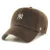 A brown baseball cap with a white New York Yankees logo and a '47 logo on the side, isolated on a white background. Produktbild-Vorschau