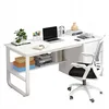 A white computer desk with shelves, a laptop, headphones, books, and a white office chair. Náhľad obrázku produktu