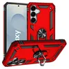 A red phone case with a ring holder is displayed from multiple angles against a white background. Produktbild-Vorschau
