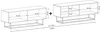 Diagram showing two identical TV cabinets placed side-by-side, with dimensions indicated. Produktbild-Vorschau