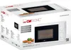 The image shows the retail packaging of a Clatronic microwave. Produktbild-Vorschau