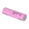 A pink Samsung 18650 30Q lithium-ion battery with a metal U-shaped solder tab attached to one end, shown against a white background. Produktbild-Vorschau
