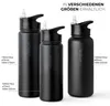 Trinkflasche Edelstahl 1L Thermo Flasche Sport isoliert schwarz Strohhalm Vinsun Produktbild-Vorschau