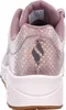 The back view of a pink and silver Skechers sneaker. Anteprima dell’immagine prodotto