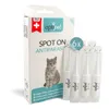 A box of OptiPet Spot On antiparasitic treatment for cats, with six individual applicators shown next to it. Produktbild-Vorschau