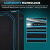 A close-up view of a grow tent with text highlighting its light-blocking technology. Produktbild-Vorschau
