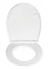 A white toilet seat and lid, open and viewed from above. Produktbild-Vorschau