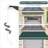 A collage showing a retractable awning mechanism and the awning installed above a garage door. Náhľad obrázku produktu