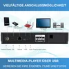 Diagram showing the various connection options and features of a multimedia player. Produktbild-Vorschau