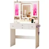 Schminktisch mit LED-Spiegel & Vitrine | 80 cm breit | USB Produktbild-Vorschau 1