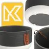 A collage of images showing a ceramic plant pot with a leather tag. Podgląd zdjęcia produktu