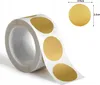 A roll of gold circular stickers with dimensions indicated. Náhľad obrázku produktu