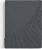 A folded dark gray fitted sheet with elasticized edges. Produktbild-Vorschau