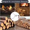 A collage of images showing logs and a fireplace, with a log lifting tool in the center. Produktbild-Vorschau