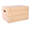 A wooden storage box with a lid and handles, shown from a three-quarter angle against a white background. Produktbild-Vorschau