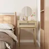 Make-uptafel van riet met spiegel, 60x50x128 cm, eikenhout Productafbeelding-voorbeeld 3