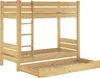 A wooden bunk bed with a pull-out trundle bed. Produktbild-Vorschau