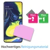 A smartphone screen protector kit with cleaning wipes and a microfiber cloth. Produktbild-Vorschau