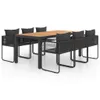 7-tlg. Garten-Essgruppe PVC Rattan Schwarz und Braun Produktbild-Vorschau 1
