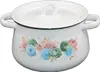 Emaille Koch-Topf mit Deckel Euphorie Blumen Motiv Produktbild-Vorschau 1