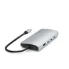 A silver Satechi USB-C Multiport Adapter with a black braided cable attached, shown on a white background. Produktbild-Vorschau